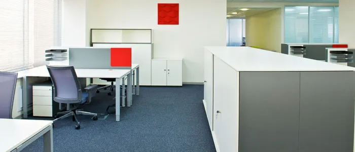 gray red office furniture
